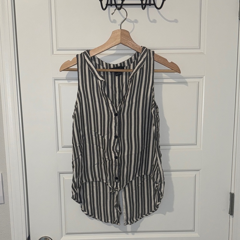 nordstrom sanctuary striped hi-low tie front tank size small